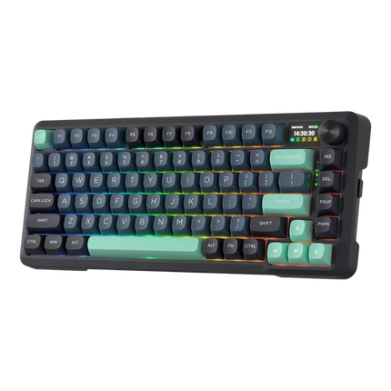 Redragon K724 PRO Wireless Gasket Gaming Keyboard w/Hype Screen & Knob, 81-Key Mechanical Keyboard, Easy-Control 1.14’’ TFT Info Display, 5-Layer Noise Dampening, Custom Linear Switch, Dark Jade Color - Redragon Jordan