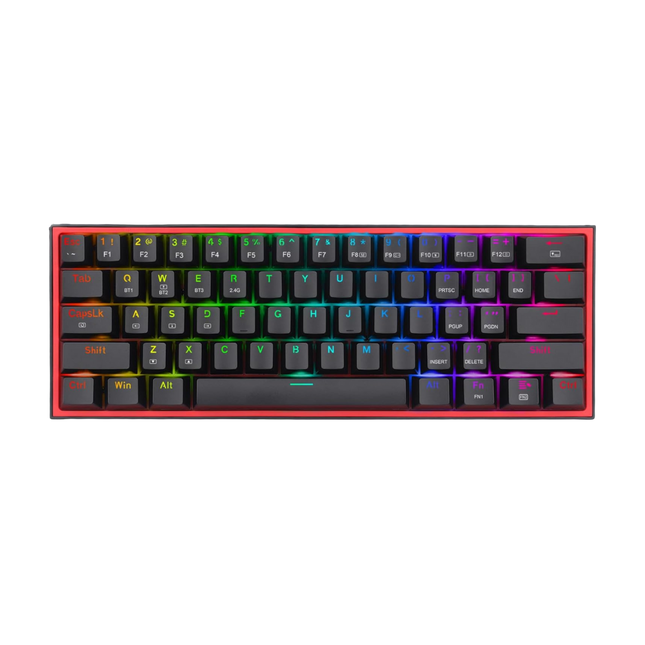 Redragon K616 Fizz Pro 60% Wirless /Wired RGB Gaming Keyboard, 61 Keys Compact Mechanical Keyboard Black, Linear Red Switch, Pro Driver/Software Supported