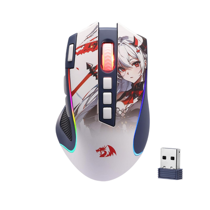 Redragon M612AK PRO RGB Anime Gaming Mouse, 8000 DPI Wired/Wireless Optical Mouse with 9 Programmable Buttons & 7 Backlit Modes, BT & 2.4G Wireless, Software Supports DIY Keybinds Rapid Fire Button - Redragon Jordan