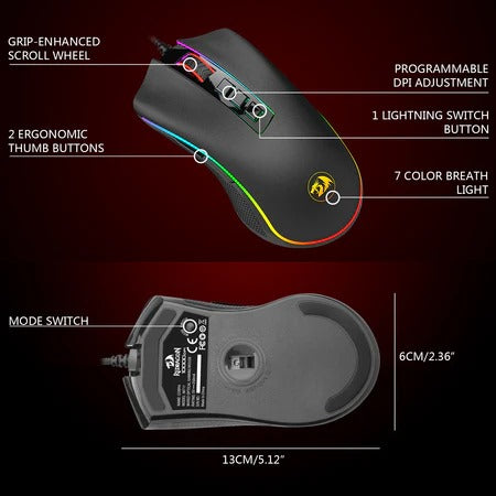 Redragon COBRA M711-FPS Flawless sensor, LK Optical Switch , 32000DPI