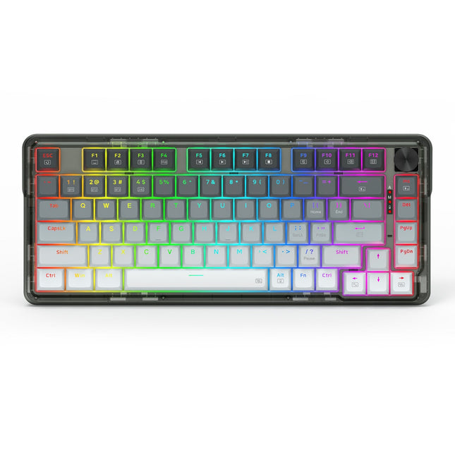 Redragon K673 GG 75% Wireless Gasket RGB Gaming Keyboard, 3-Modes 81 Keys PBT Compact Mechanical Keyboard w/Hot-Swap Socket, Dedicated Knob Control & 5-Layer Noise Dampening, Custom Linear Switch