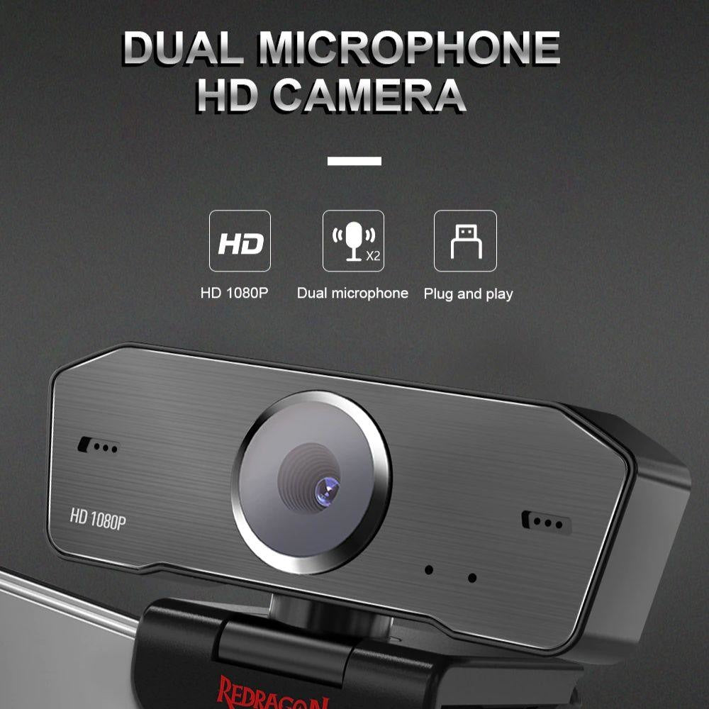 Redragon GW800 Hitman 1080P Webcam with Built-in Dual Microphone