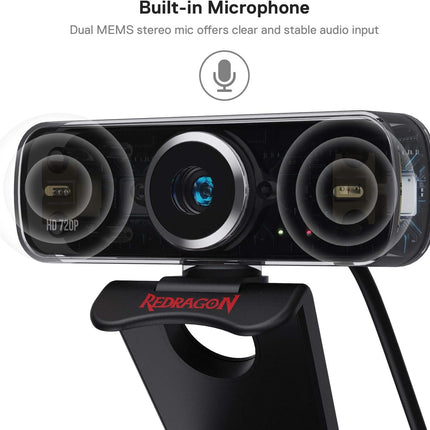 Redragon Webcam Gamer and Streamer Fobos 2 720p GW600 1 Black Streaming